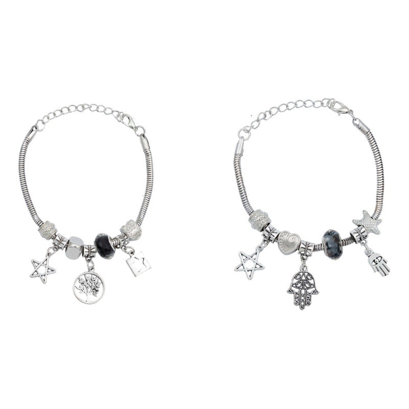 Pack 2 Pulseras Ajustable Charms Cadena Serpiente Mujer