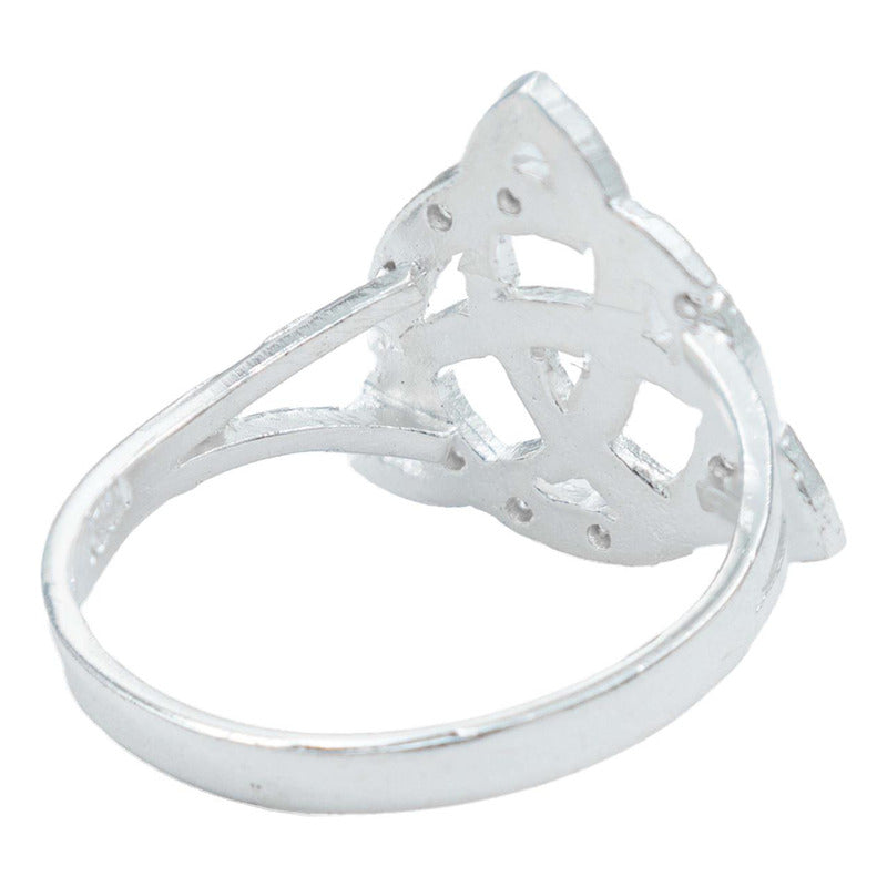Anillo Diamntado Triqueta Celta Zirconias Plata Ley 925