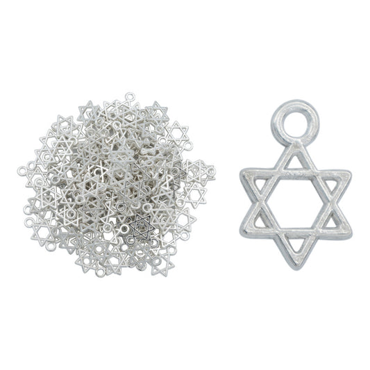 50 Estrella De David Abolorios Para Dije Pulsera Armado Hilo Plateado 1 Cm 1 Cm