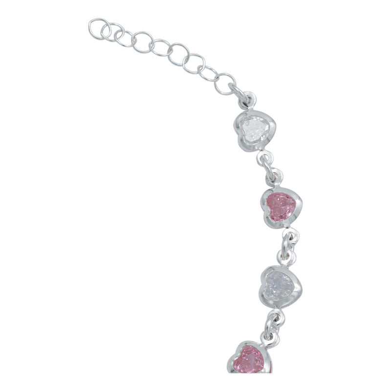 Pulsera Corazones Zirconias Amor Mujer Regalo Plata 925