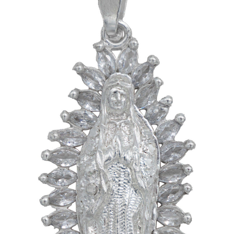Dije Mediano Virgen De Guadalupe Zirconia Baguette Plata 925