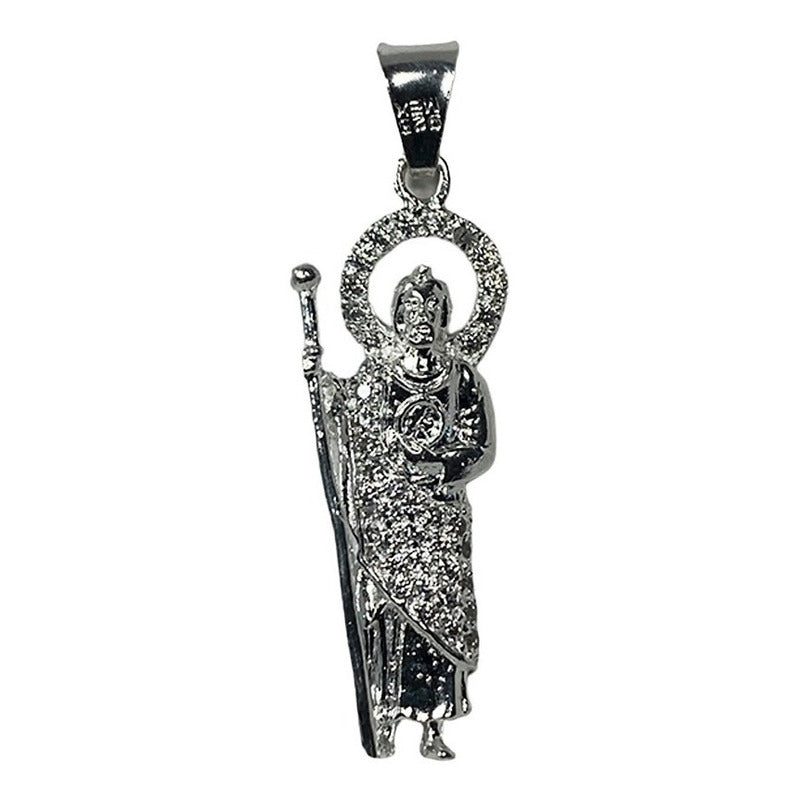 Dije Medalla San Judas Tadeo Zirconias Plata Solida Ley 925