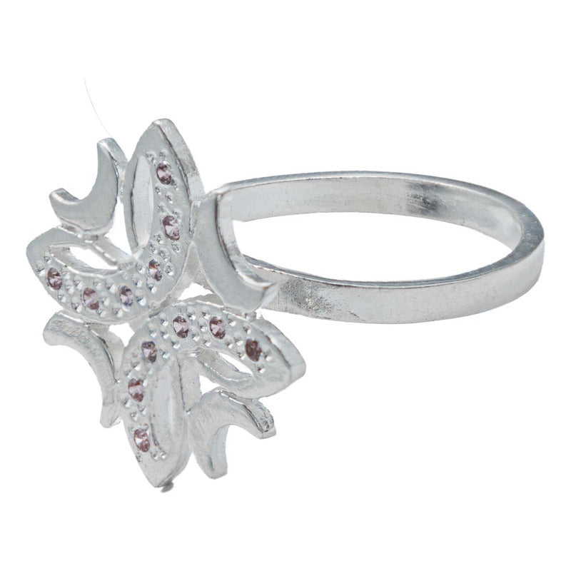 Anillo 4 Lunas Flor Dama Mujer Regalo Zirconias Plata 925