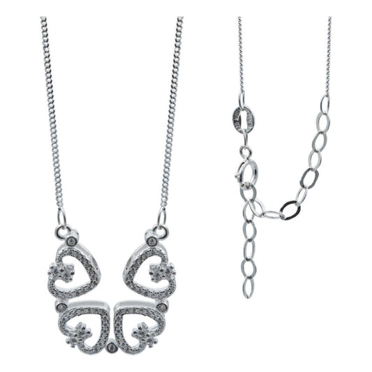 Collar Corazones Zirconias Mujer Amor Regalo Plata Ley 925 Blanco