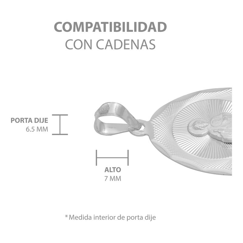 Dije Medalla Oval Diamantada San Judas Plata 925 2.5 Cm