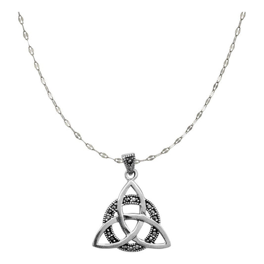 Collar Triqueta Zirconias Caden Granito De Cafe Plata 925 Plateado 3.2 Cm X 2.4 Cm