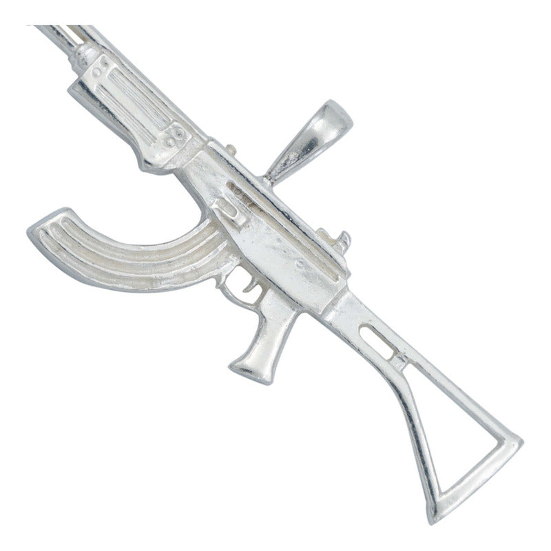 Dije Rifle Ak 47 Liso Bélico Mediano Hombre Regalo Plata 925