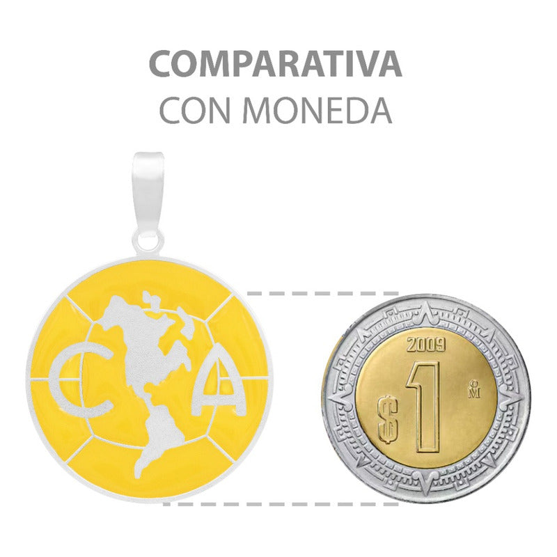 Dije Escudo America Club Esmaltado Resina Futbol Plata 925 Amarillo