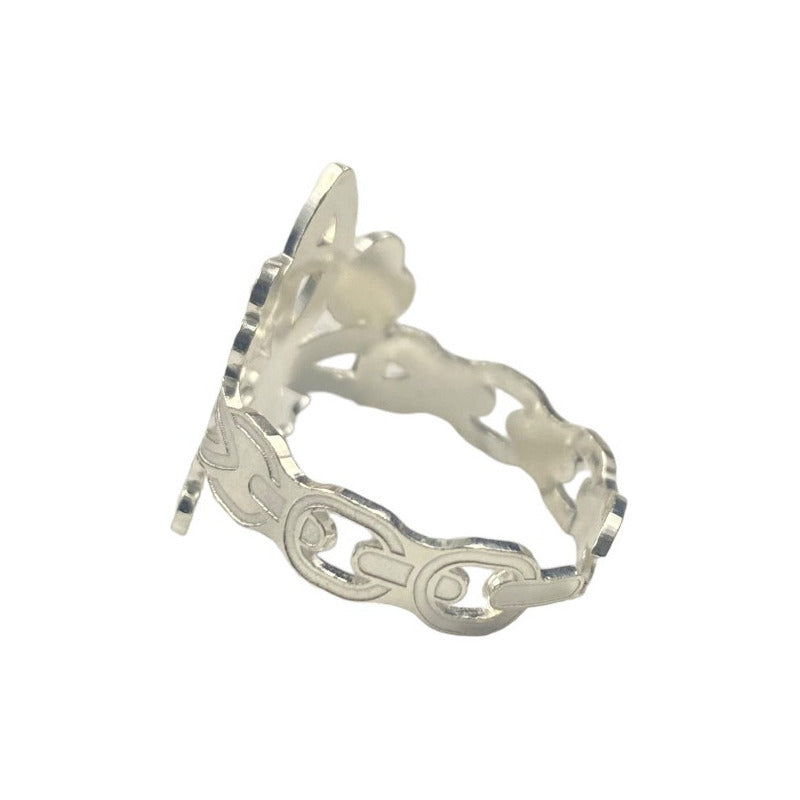 Anillo Ajustable Nudo De Bruja A Laser Plata Solida 925