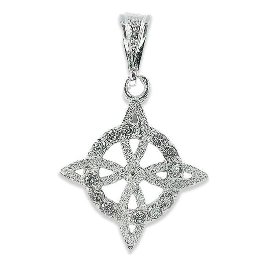 Dije Nudo De Bruja Con Zirconias Grande En Plata Solida 925 Blancas