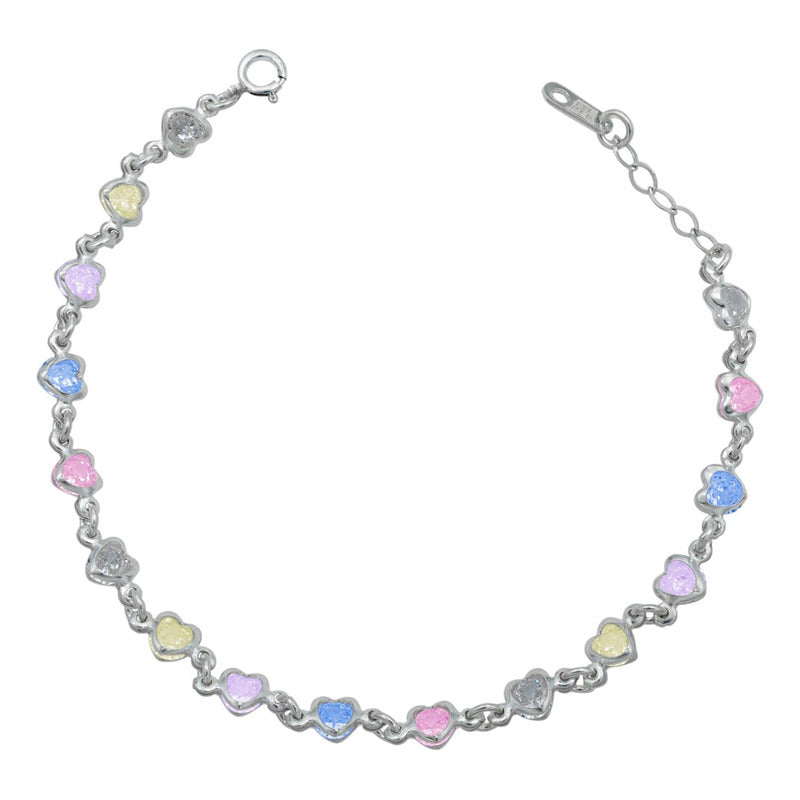 Pulsera Corazones Zirconias Amor Mujer Regalo Plata 925