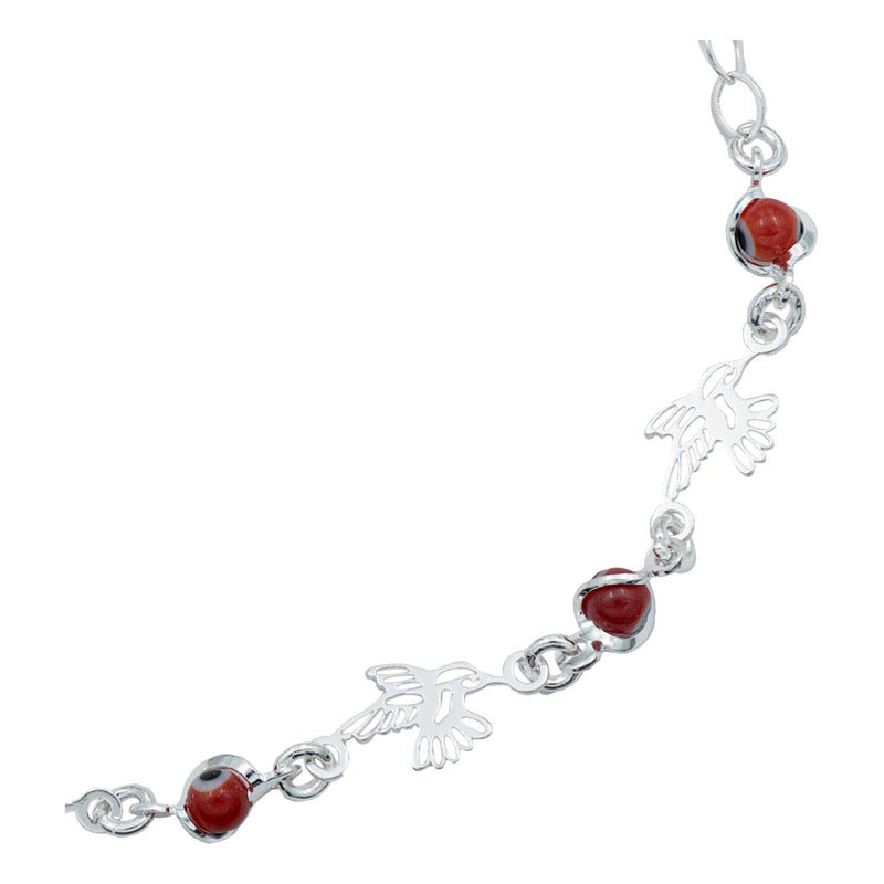 Pulsera Ajustable Colibri Ojo Turco Mujer Regalo Plata 925