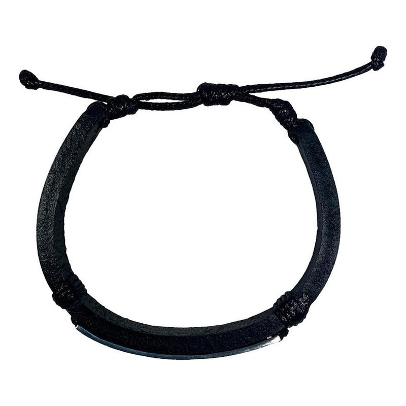 Pulsera Ajustable Unisex De Cuero Con Zirconias En Plata 925