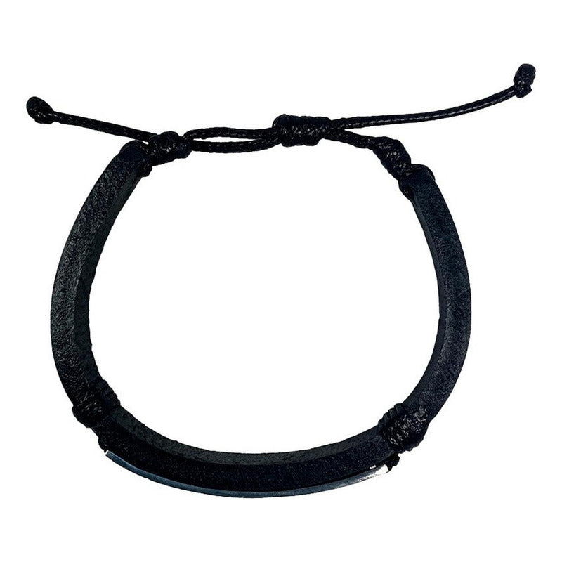 Pulsera Ajustable Unisex De Cuero Con Zirconias En Plata 925