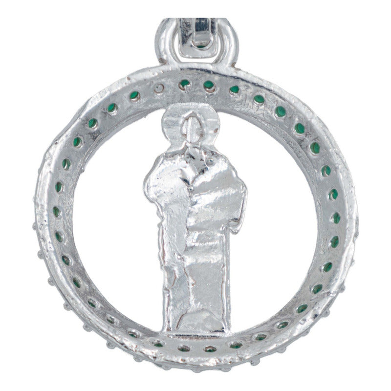 Dije Chico San Judas Zirconias Regalo Hombre Mujer Plata 925 Verde