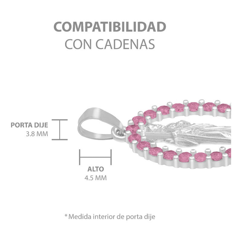 Dije San Judas Liso Borde Zirconias Unisex Plata 925 2.7 Cm