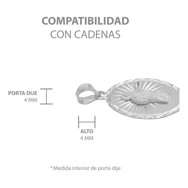 Dije Oval Diamantado Estrella San Judas Plata 925 1.4 Cm