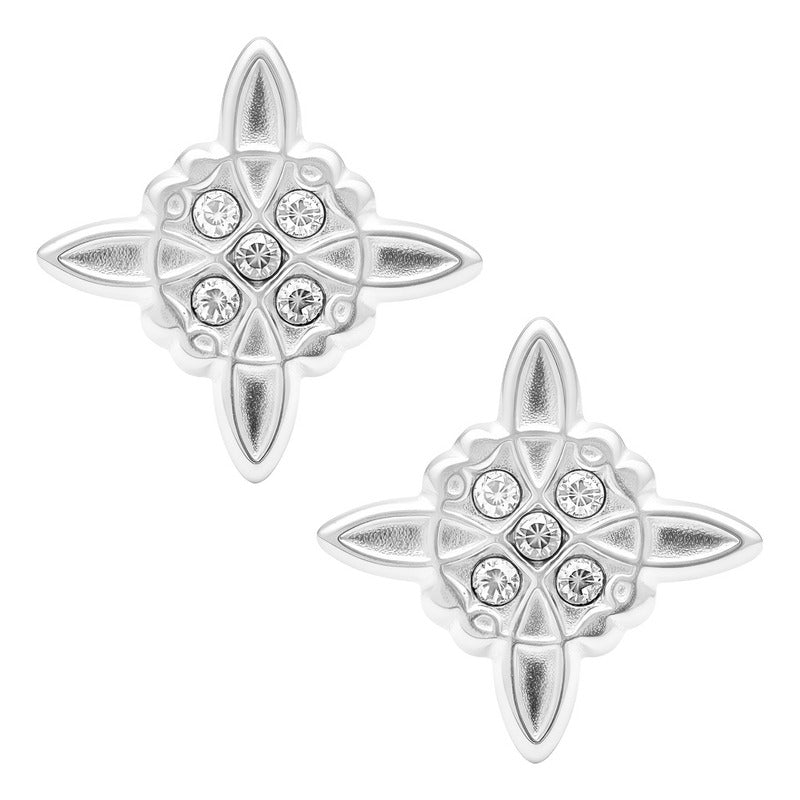 Aretes Broquel Plata 925 Nudo De Bruja Y Zirconia Amuleto