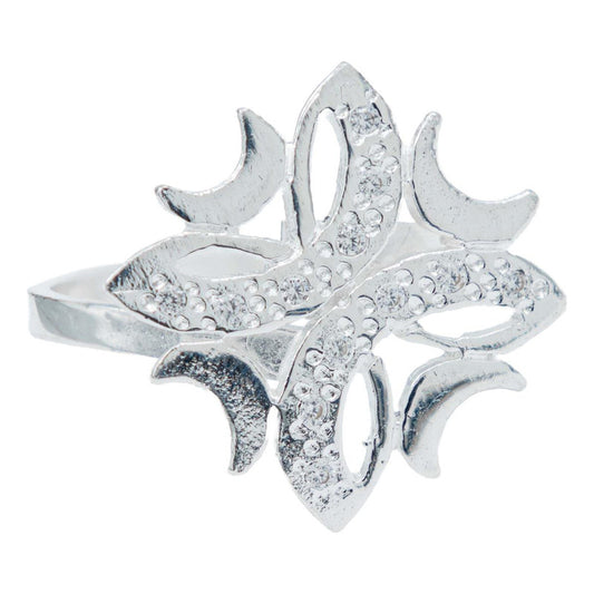 Anillo 4 Lunas Flor Dama Mujer Regalo Zirconias Plata 925