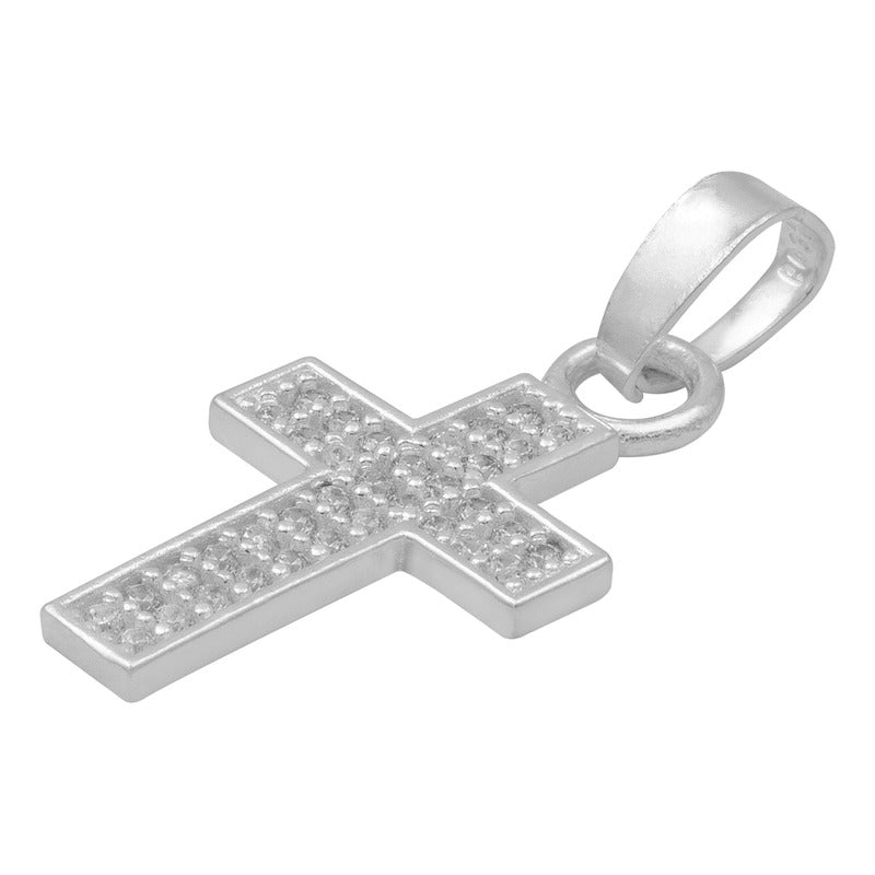 Dije Cruz Zirconias Bautizo Mujer Regalo Plata 925 2.4 Cm