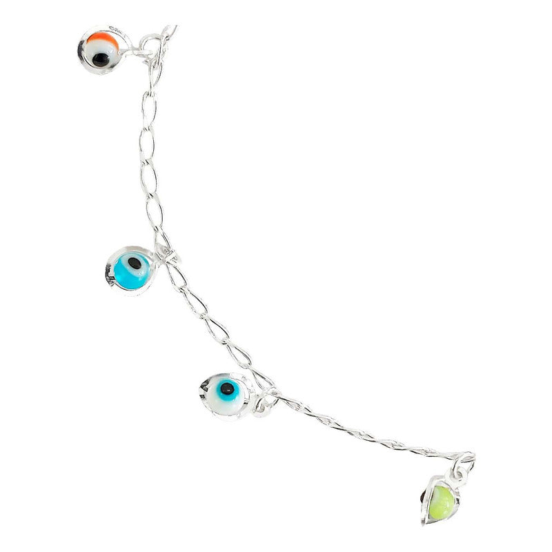 Pulsera Ojo Turco Suerte Colores Regalo Mujer Plata Ley 925