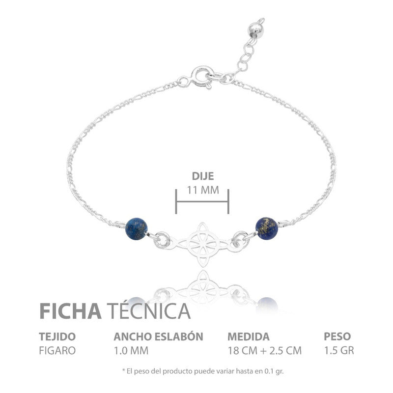 Joyaris Pulsera Nudo Bruja Figaro Plata 925 Mujer Ajustable Azul 18 Cm