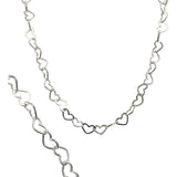 Cadena Collar Tejido Corazón Amor Plata 925 50cm X 0.4cm