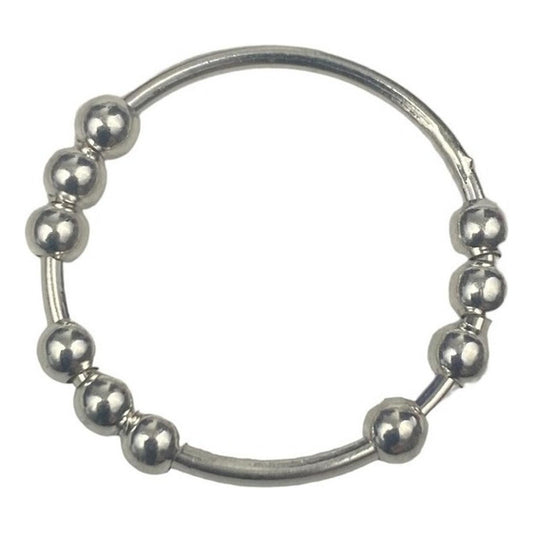 Anillo Antiestres Perlas Movibles Antiansiedad Plata 925