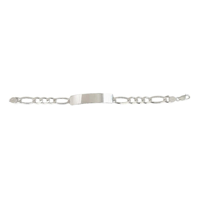 Esclava Hombre Pulsera Fígaro Plata 925 Placa Lisa 9 Mm