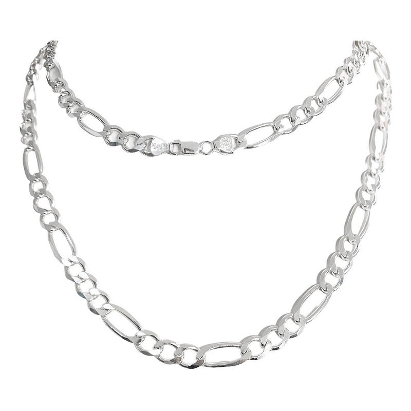 Cadena Gruesa De Plata 925 Hombre Fígaro 3x1 70 Cm X 8 Mm