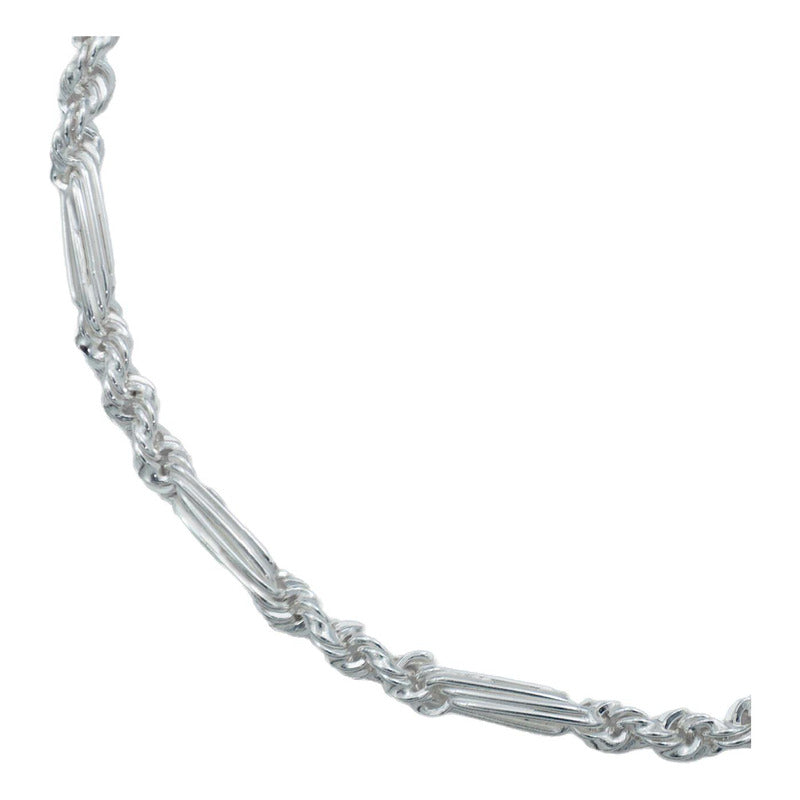 Pulsera Torsal Figaro Hombre Plata Italiana Ley S925 4 Mm