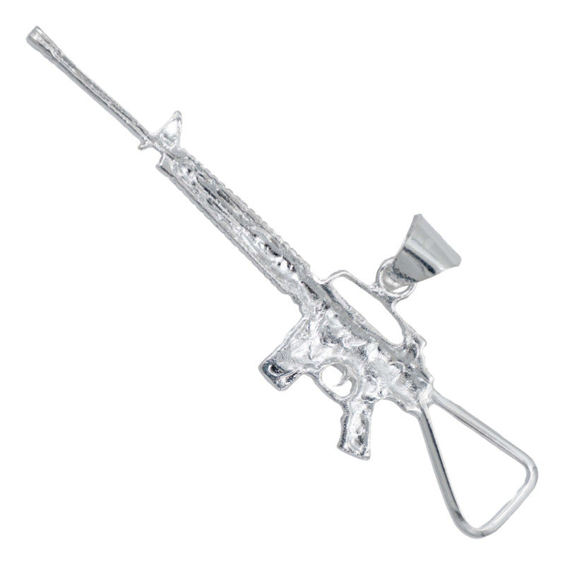 Dije Rfile Fúsil M16 Liso Belico Hombre Regalo Plata 925