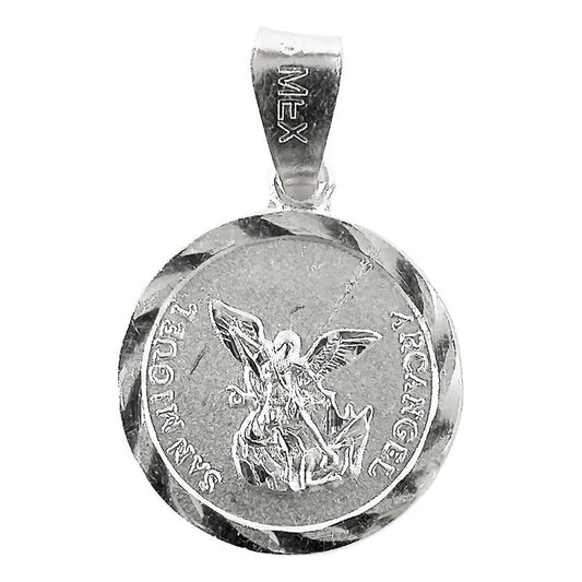 Dije Medalla San Miguel Arcangel Regalo Chico Plata 925 Blanco Alto / Ancho 2.3 Cm X 1.5 Cm