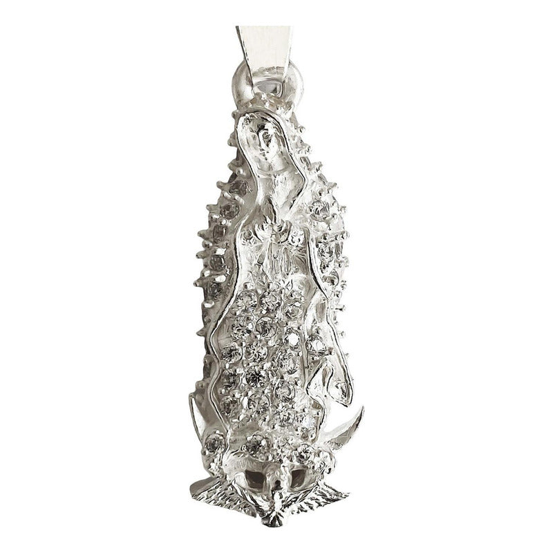Dije Virgen De Guadalupe Mexico Zirconias Plata 925 4.5 Cm