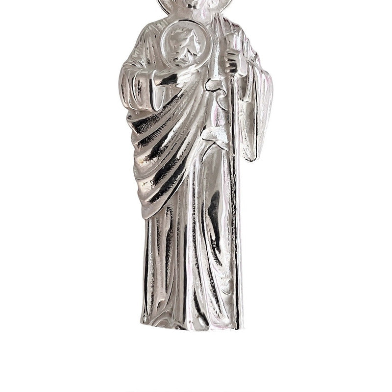 Dije Chico San Judas 5 Cm Liso De Plata Pura Ley 925 Plateado