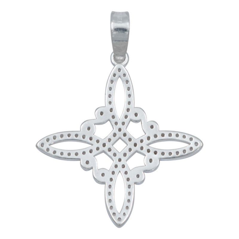 Dije Nudo De Bruja Premium Zirconias Clásico Mujer Plata 925 Blanco