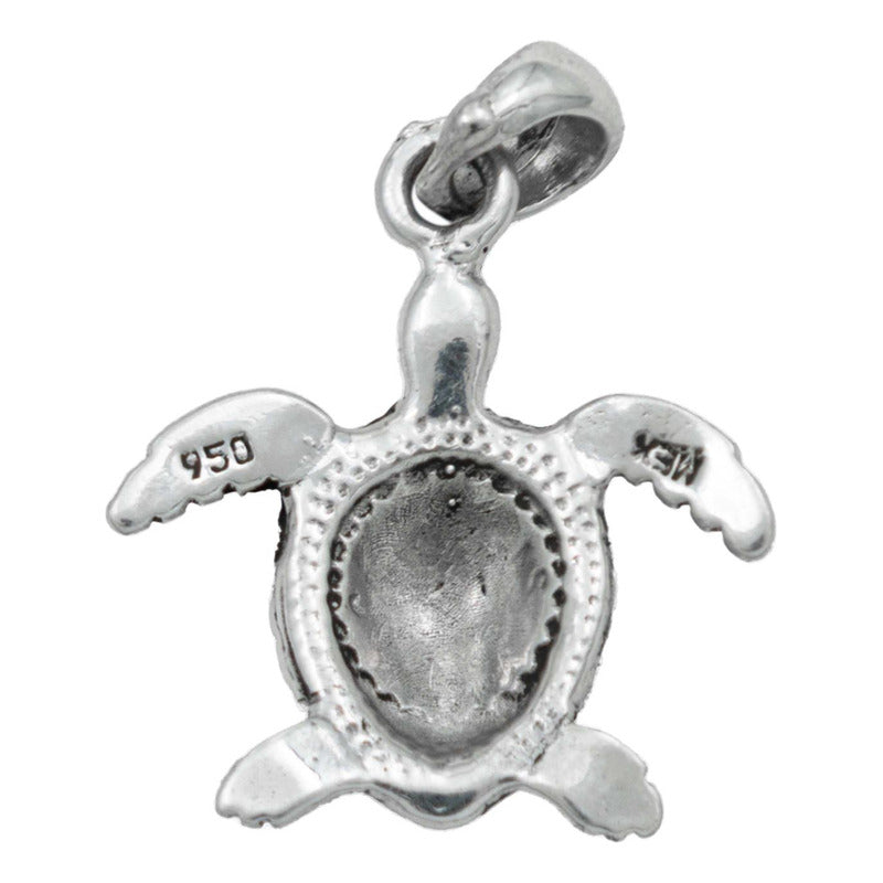 Dije Tortuga Con Piedra Natural Tallada De Plata Solida 925