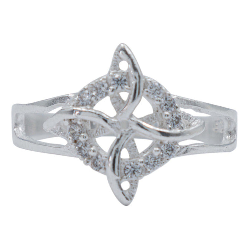 Anillo Nudo De Bruja Celta Zirconias Mujer Regalo Plata S925
