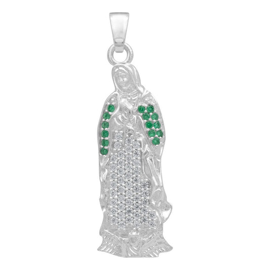 Dije Virgencita Guadalupe Zirconias Regalo Plata 925 3.6 Cm Plateado