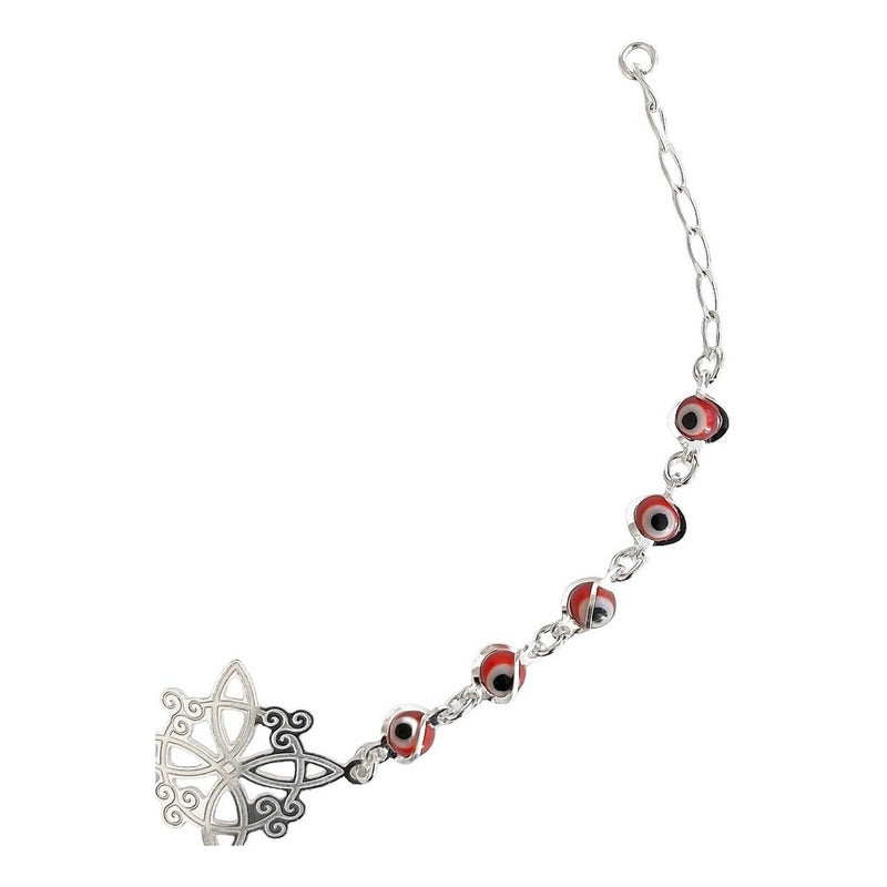 Pulsera Ajustable Nudo De Bruja A Laser Ojo Turco Plata 925
