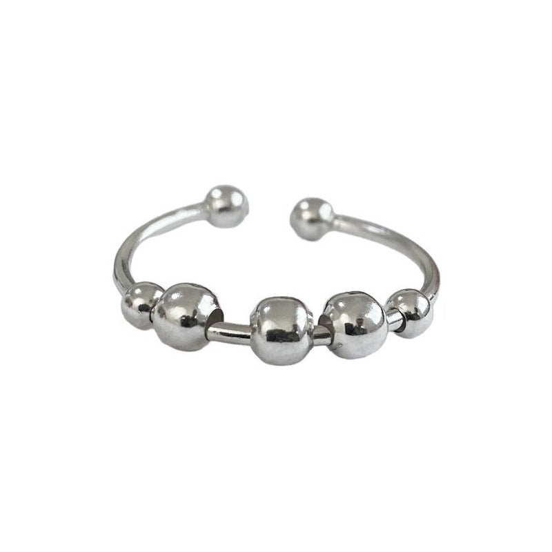 Anillo Ajustable Antiestres Ansiedad Perlas Movibles S925