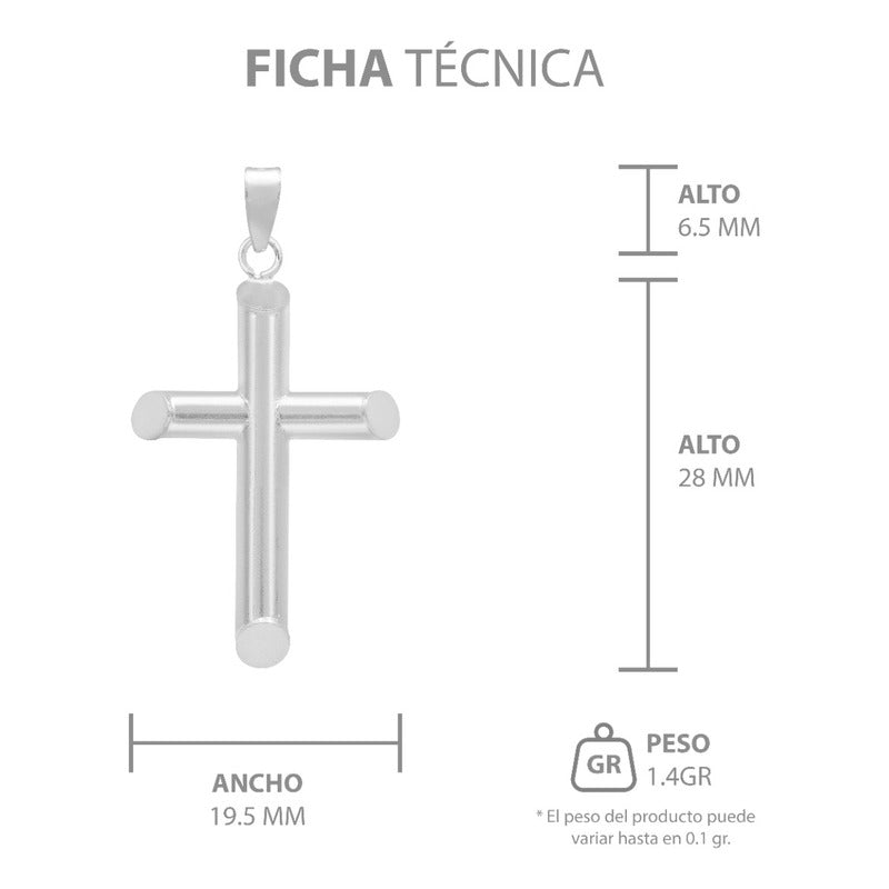 Dije Cruz Tubo Tubular Lisa Sencillo Hombre Plata 925 3.5 Cm Plateado
