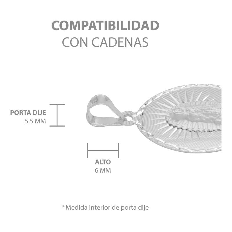 Dije Diamantada Estrella Virgen Guadalupe Plata 925 1.7 Cm
