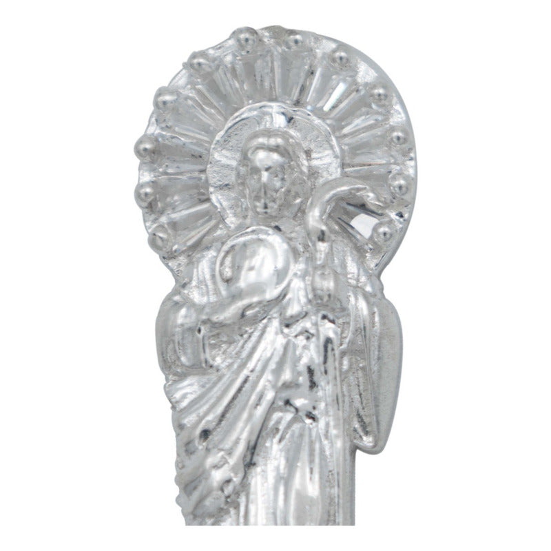 Dije Chico San Judas Liso Zirconia Plata Ley 925 4.5 Cm