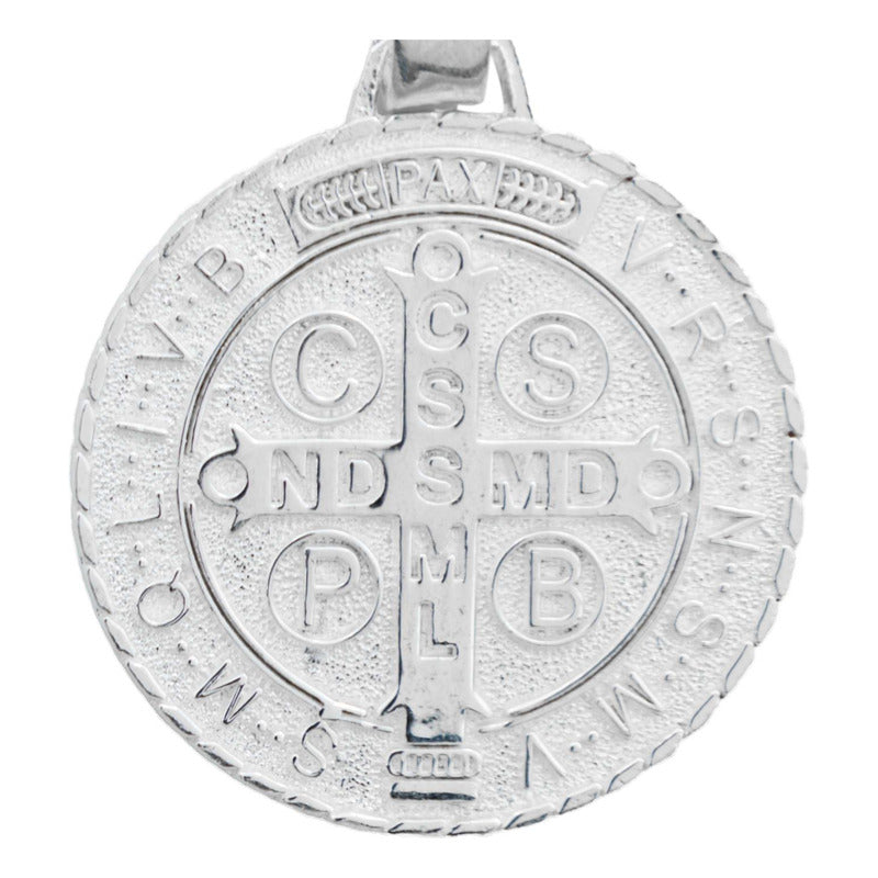 Dije Medalla Mediana San Benito Diamantada Plata Ley 925