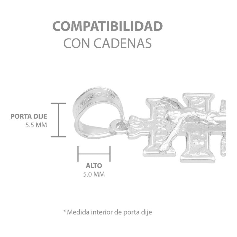 Dije Cruz Caravaca Troquelada Cristo Angeles Plata 925 2.6cm Plateado
