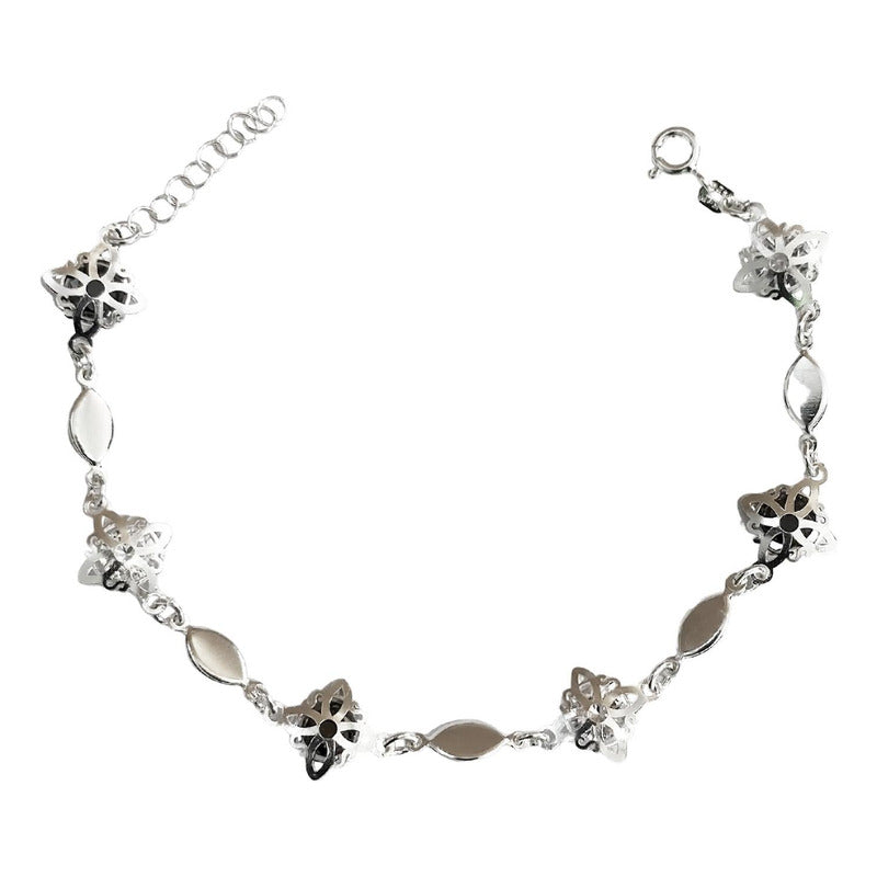 Pulsera Ajustable Nudo De Bruja Zirconia Centro Plata 925