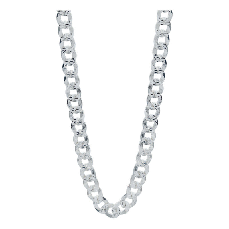 Cadena Cubana Gruesa Diamantada Plata 925 Hombre 70cm X 6mm