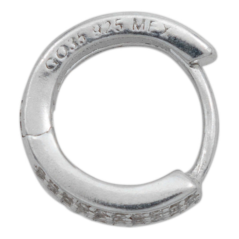 Arracadas Huggies Medianas 30 Zirconias Mujer Plata 925