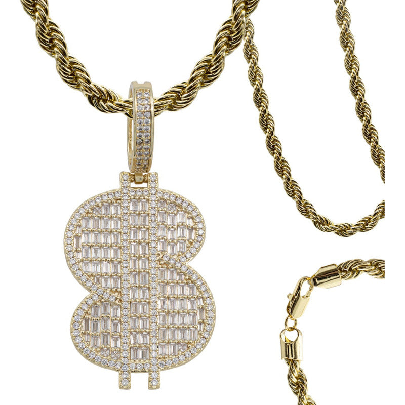 Dije Grande Hombre Dinero Hiphop+ Cadena Regalo Chapa Oro14k